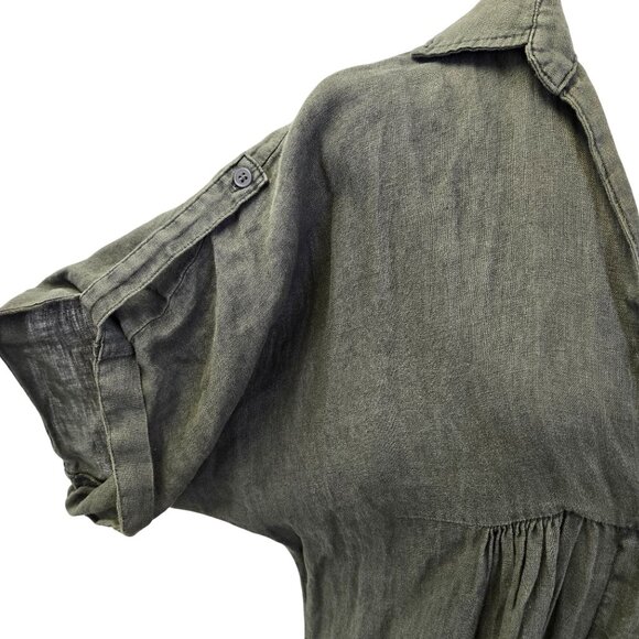 Zara Oversized Linen Hidden Button Midi Shirt Dress Size Small - Picture 7 of 7